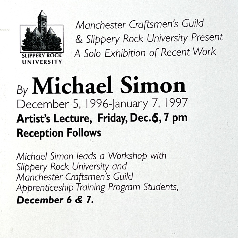 Michael Simon Ceramic Tumbler Exhibit Postcard 1997 - Picture 5 of 6